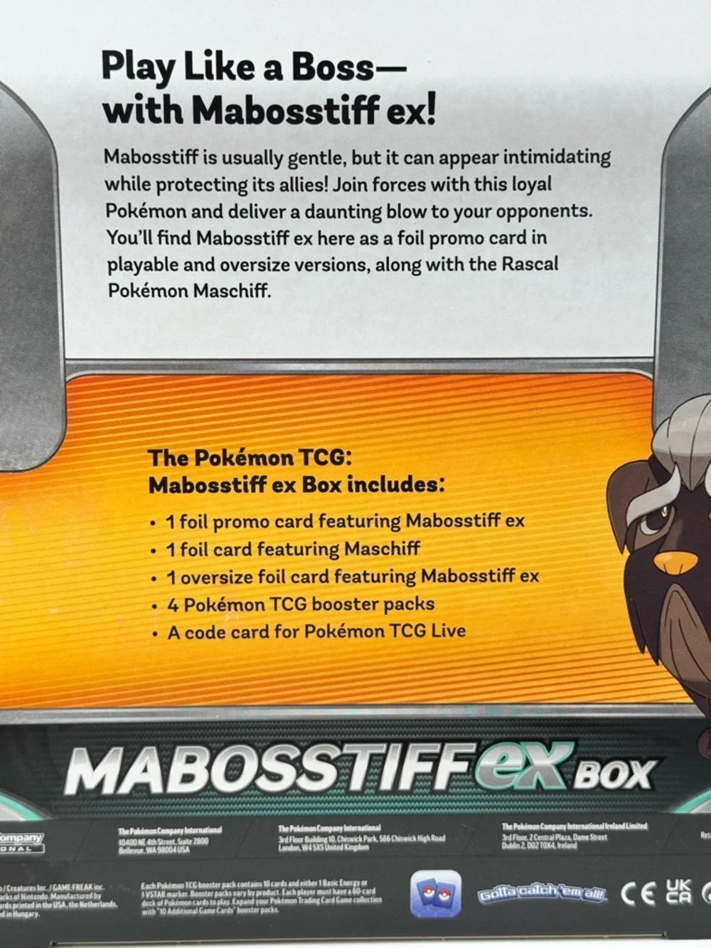 Pokemon TCG Mabosstiff ex Collection Box Kit Promo Factory Sealed Oversize Card